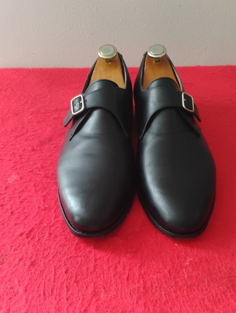 Men's Black Single Monk Strap Leather Dress Shoes